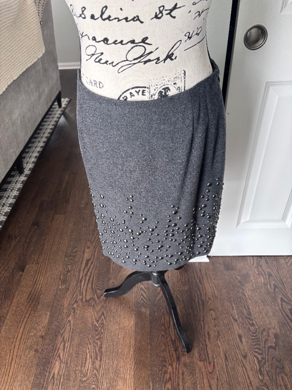 Carlisle beaded/studded wool skirt